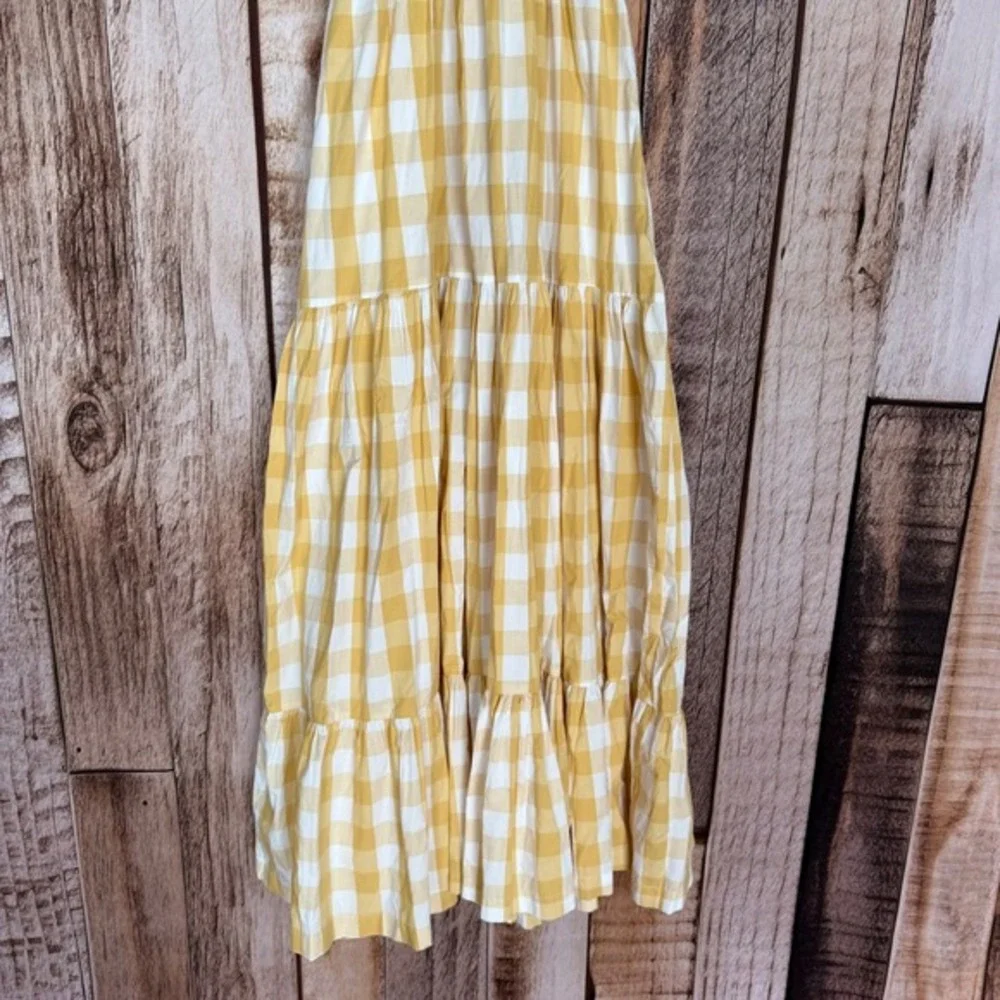 Abercrombie & Fitch Dress Gingham Smocked Maxi Cottagecore Prairie Summer XS NWT